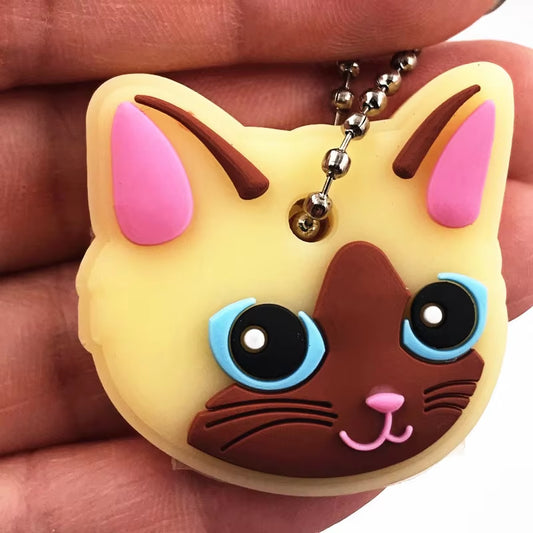 1Pcs Animal Cartoon Key Cover Cap Silicone Key Accessories PVC Soft Dog Cat Key Holder Key Chain for Girl Women Trinket Gift