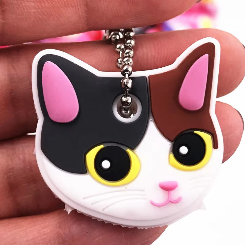 1Pcs Animal Cartoon Key Cover Cap Silicone Key Accessories PVC Soft Dog Cat Key Holder Key Chain for Girl Women Trinket Gift