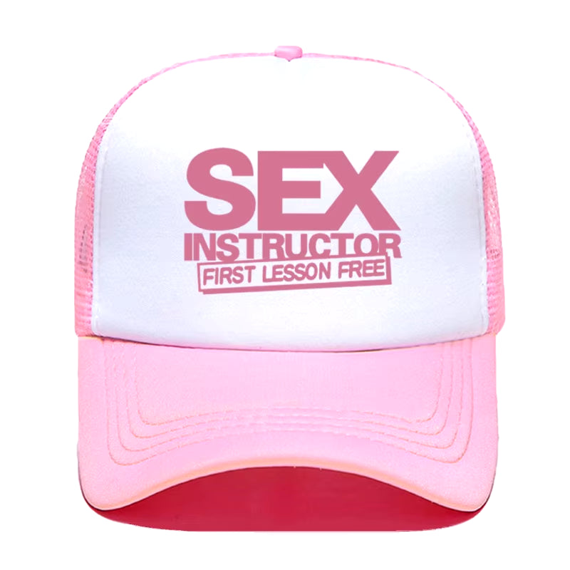 Sex Instructor Funny Creative Baseball Cap Casual Men Women Parent-Child Hats Mesh Visor Outdoor Sun Hat Adjustable Caps