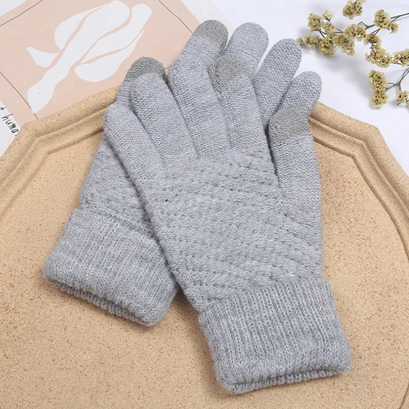 Fashion Touch Screen Knitted Gloves Women Winter Gloves Warm Riding Gloves Solid Fluffy Work Gloves Y2K Harajuku Kawaii Mittens