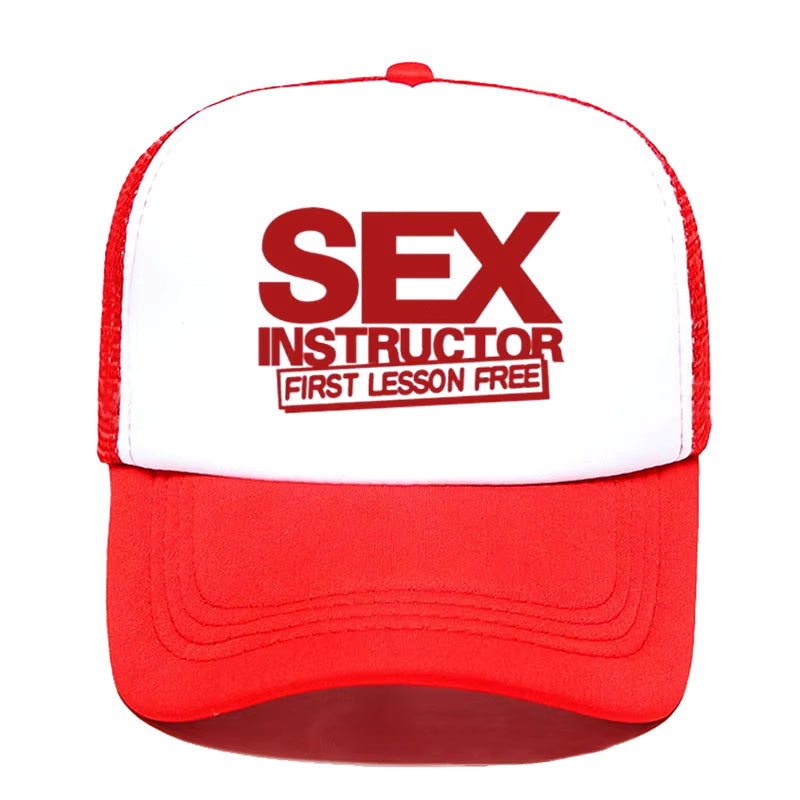 Sex Instructor Funny Creative Baseball Cap Casual Men Women Parent-Child Hats Mesh Visor Outdoor Sun Hat Adjustable Caps