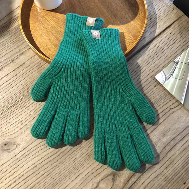 Fashion Touch Screen Knitted Gloves Women Winter Gloves Warm Riding Gloves Solid Fluffy Work Gloves Y2K Harajuku Kawaii Mittens