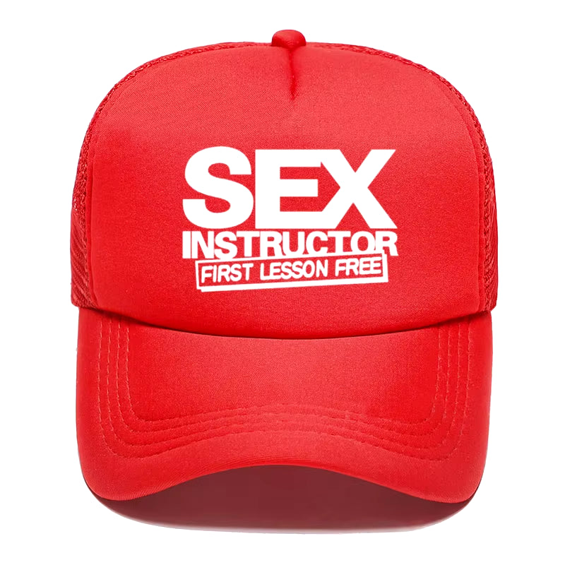 Sex Instructor Funny Creative Baseball Cap Casual Men Women Parent-Child Hats Mesh Visor Outdoor Sun Hat Adjustable Caps