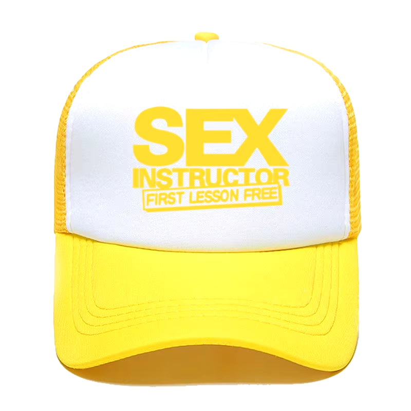 Sex Instructor Funny Creative Baseball Cap Casual Men Women Parent-Child Hats Mesh Visor Outdoor Sun Hat Adjustable Caps