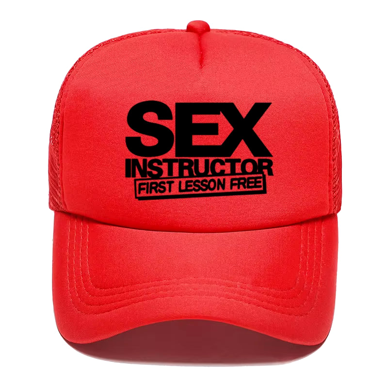 Sex Instructor Funny Creative Baseball Cap Casual Men Women Parent-Child Hats Mesh Visor Outdoor Sun Hat Adjustable Caps