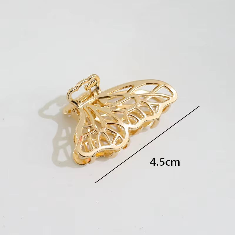 Fashion Hollow Heart Metal Hair Claw Clips Simple Non Slip Mini Gold Geometric Bangs Barrettes Hair Jaws for Women Girls Daily