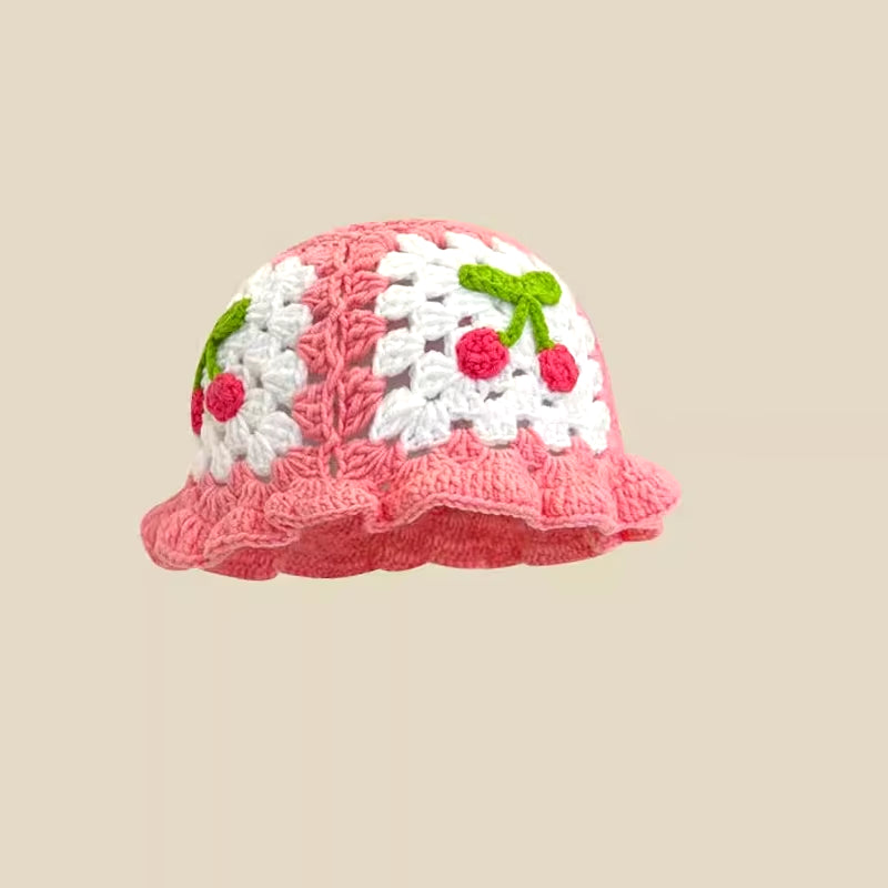 2023 NEW Women'S Handmade Crochet Bucket Hats Y2K Fashion Summer Beach Hat Korean Hollow Knitted Hat