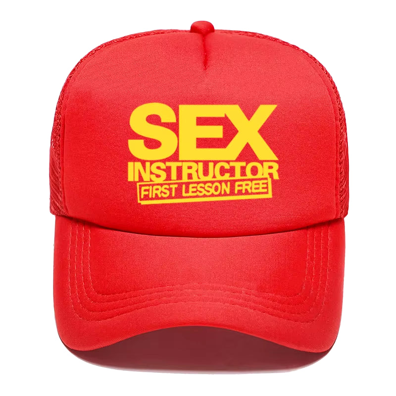 Sex Instructor Funny Creative Baseball Cap Casual Men Women Parent-Child Hats Mesh Visor Outdoor Sun Hat Adjustable Caps