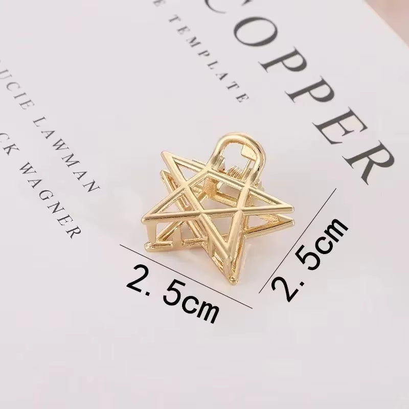 Fashion Hollow Heart Metal Hair Claw Clips Simple Non Slip Mini Gold Geometric Bangs Barrettes Hair Jaws for Women Girls Daily