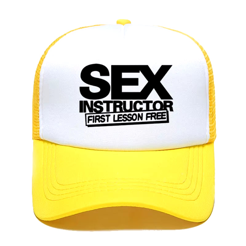 Sex Instructor Funny Creative Baseball Cap Casual Men Women Parent-Child Hats Mesh Visor Outdoor Sun Hat Adjustable Caps