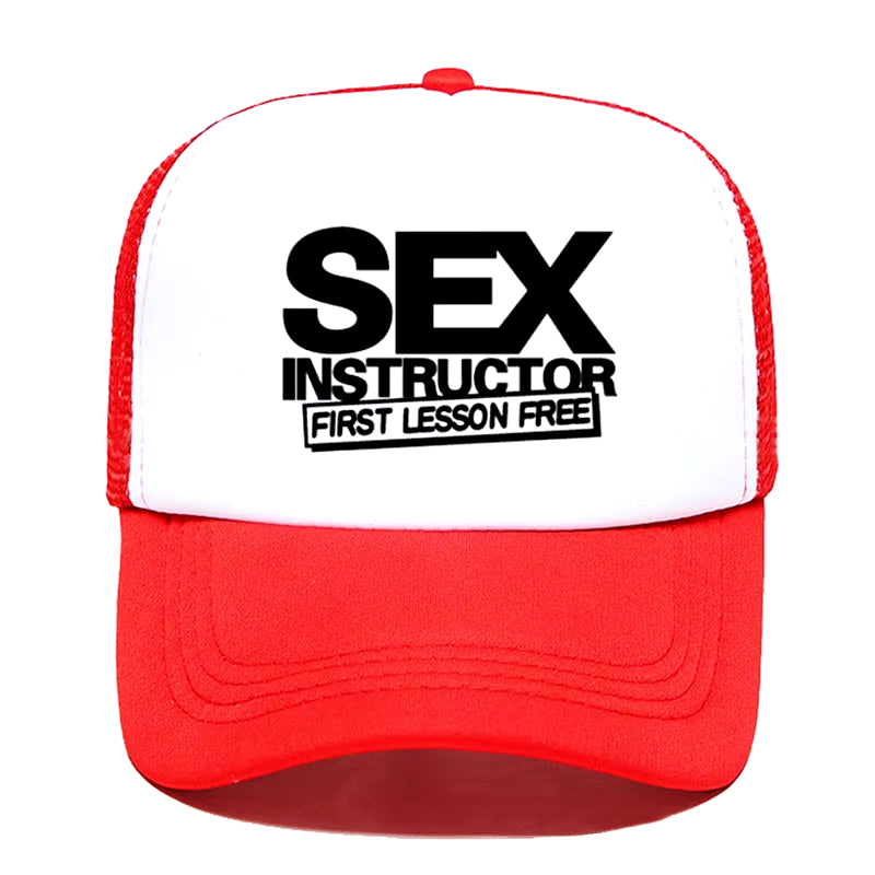 Sex Instructor Funny Creative Baseball Cap Casual Men Women Parent-Child Hats Mesh Visor Outdoor Sun Hat Adjustable Caps