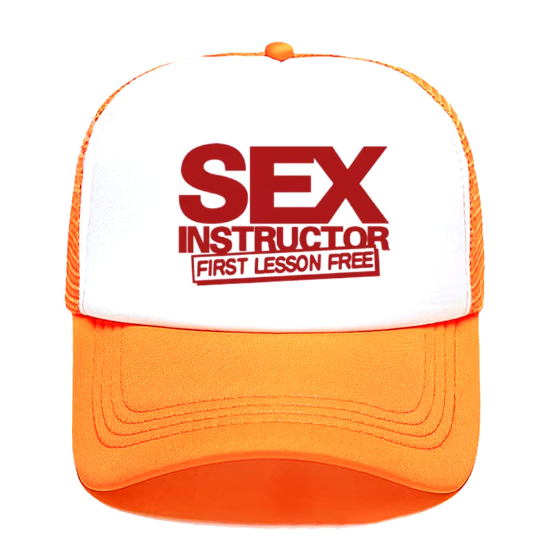 Sex Instructor Funny Creative Baseball Cap Casual Men Women Parent-Child Hats Mesh Visor Outdoor Sun Hat Adjustable Caps