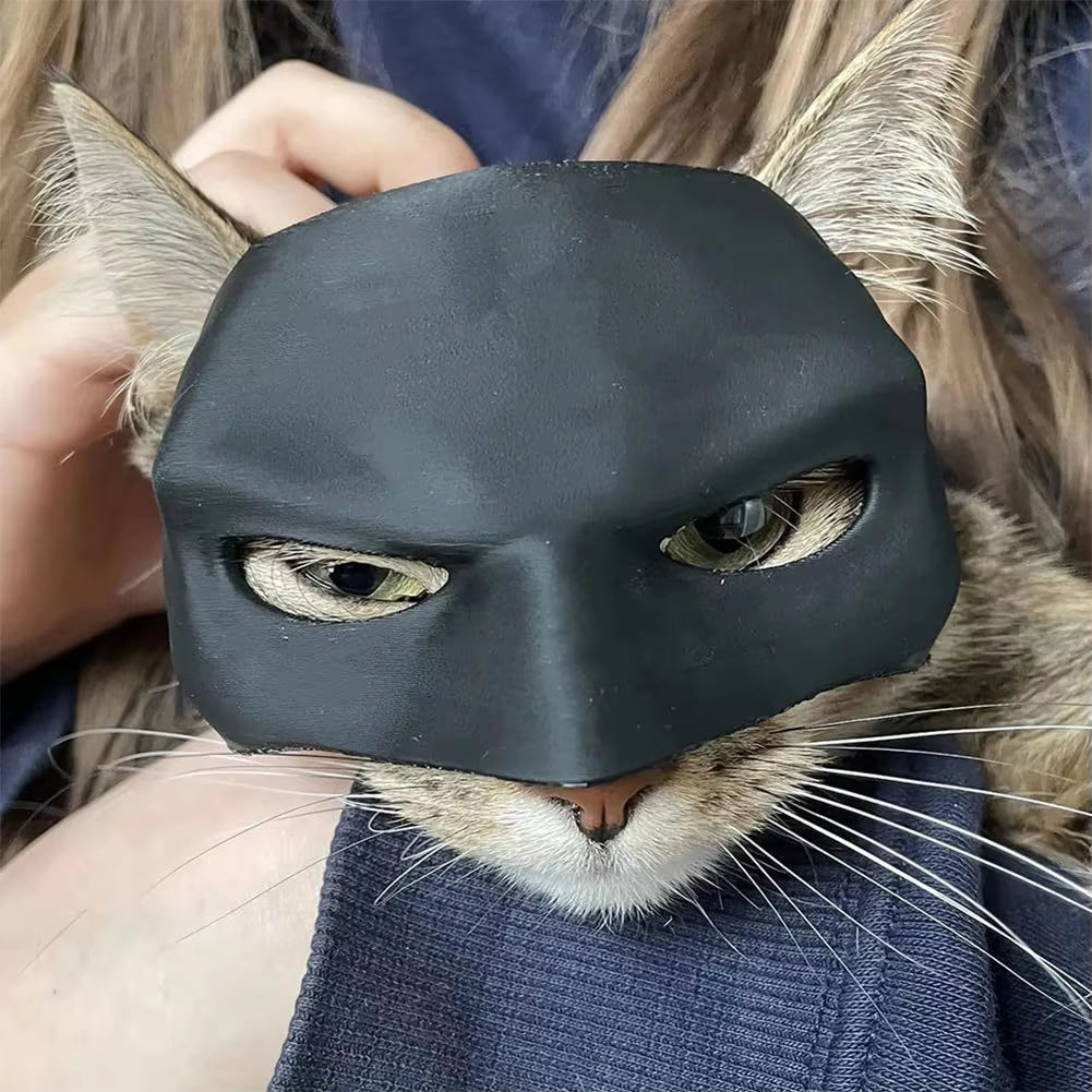 Black Bat Cat Avenger Mask Half Face Cat Bat Mask Handmade Cat Mask Halloween Costume Cosplay Decoration Birthday Gifts Pet Toys