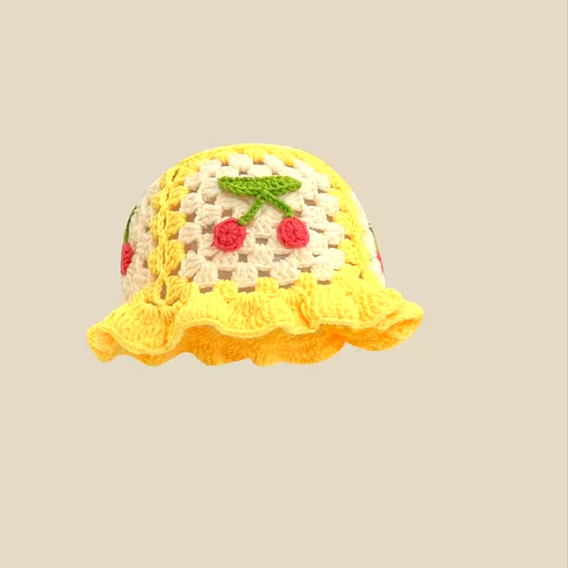 2023 NEW Women'S Handmade Crochet Bucket Hats Y2K Fashion Summer Beach Hat Korean Hollow Knitted Hat