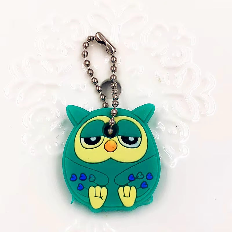 1Pcs Animal Cartoon Key Cover Cap Silicone Key Accessories PVC Soft Dog Cat Key Holder Key Chain for Girl Women Trinket Gift