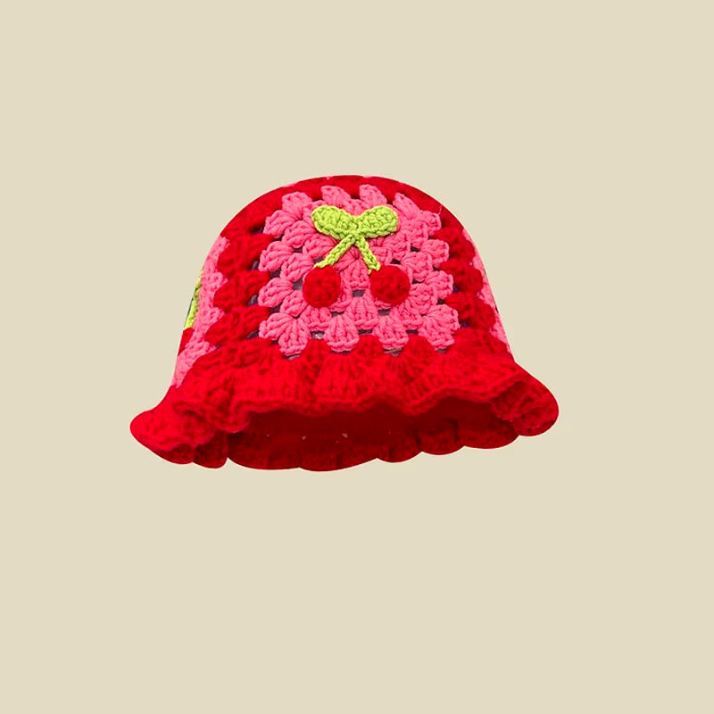 2023 NEW Women'S Handmade Crochet Bucket Hats Y2K Fashion Summer Beach Hat Korean Hollow Knitted Hat