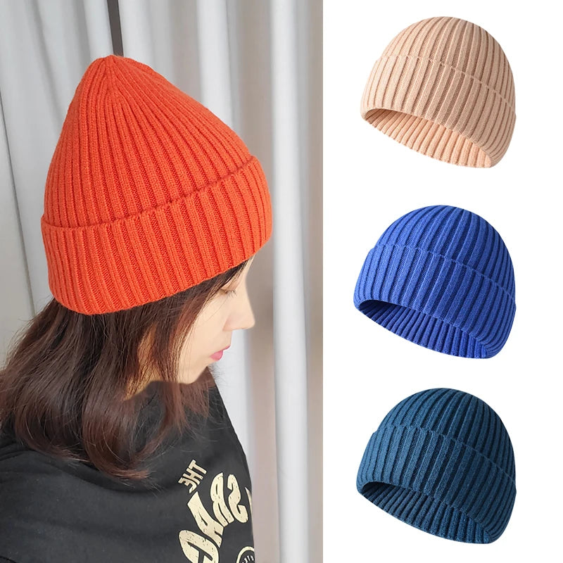 Men'S Beanies Hats Winter Solid Color Knitted Women'S Beanies Bonnets for Women Thick Soft Classic Cuffed Cap Unisex Style