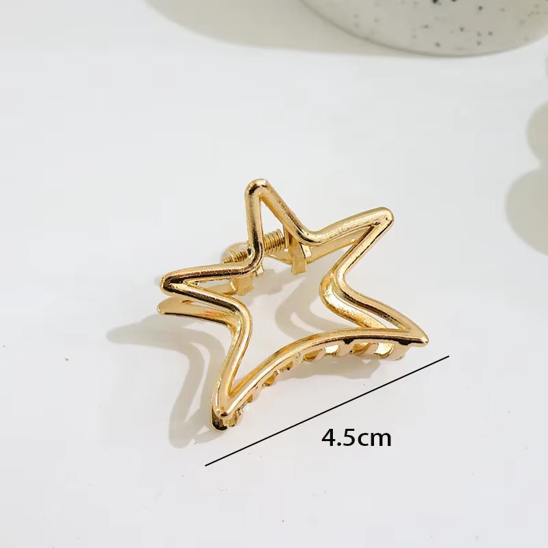 Fashion Hollow Heart Metal Hair Claw Clips Simple Non Slip Mini Gold Geometric Bangs Barrettes Hair Jaws for Women Girls Daily